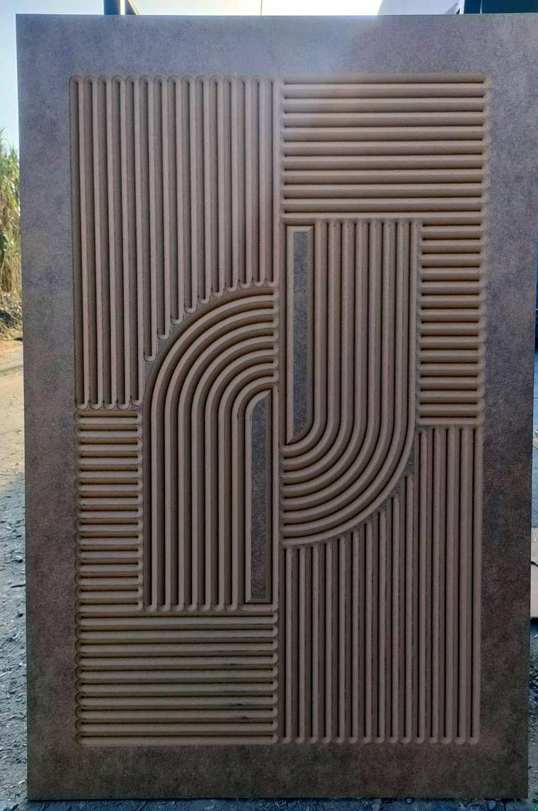 Porte d’entrée en bois à décor rainuré, réalisée par MZL