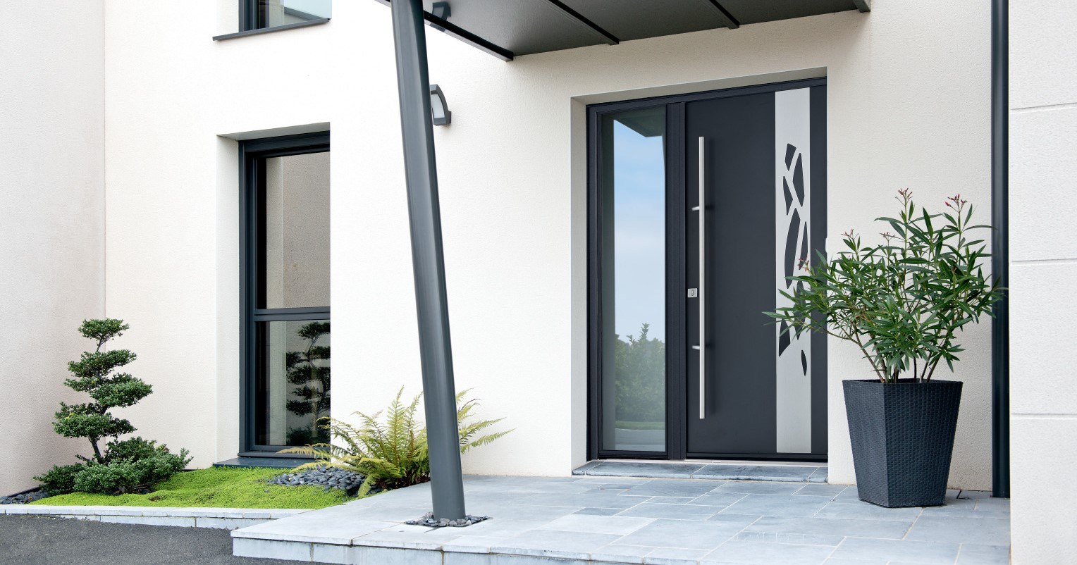 Porte d’entrée moderne en aluminium